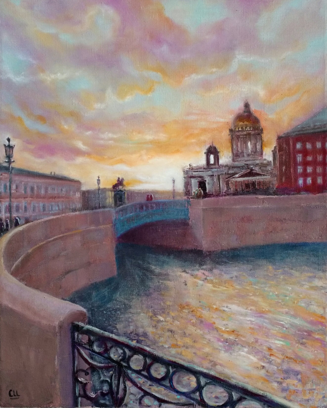Картина маслом Закат над Петербургом