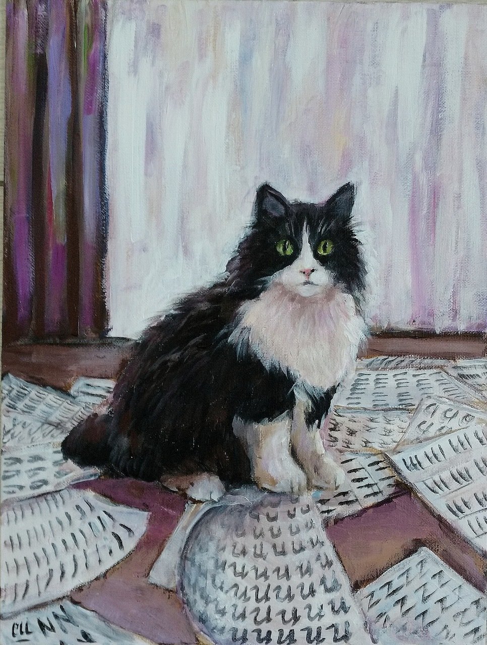 Картина маслом Каллиграфическая кошка