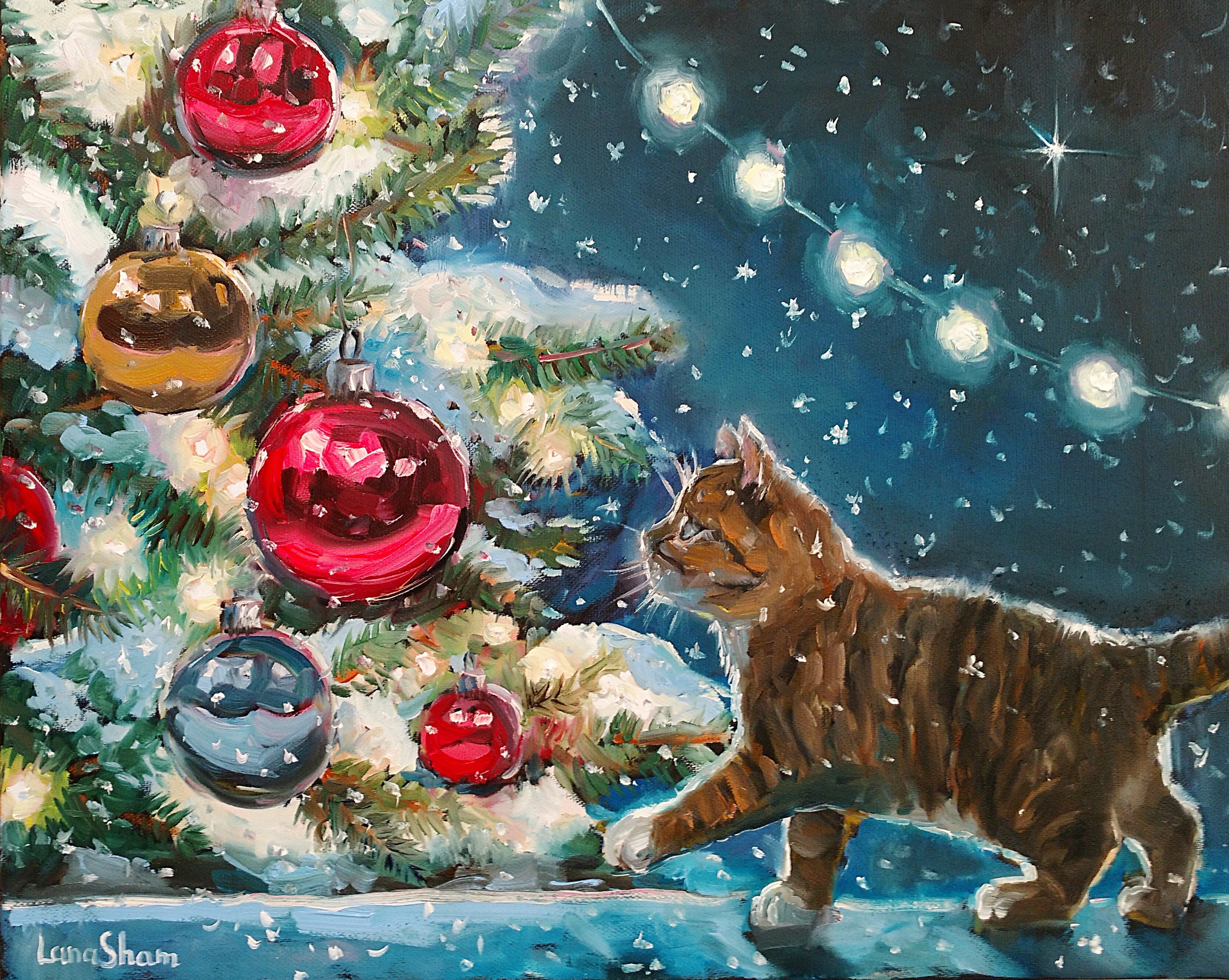 Картина Маслом Рождественский котенок