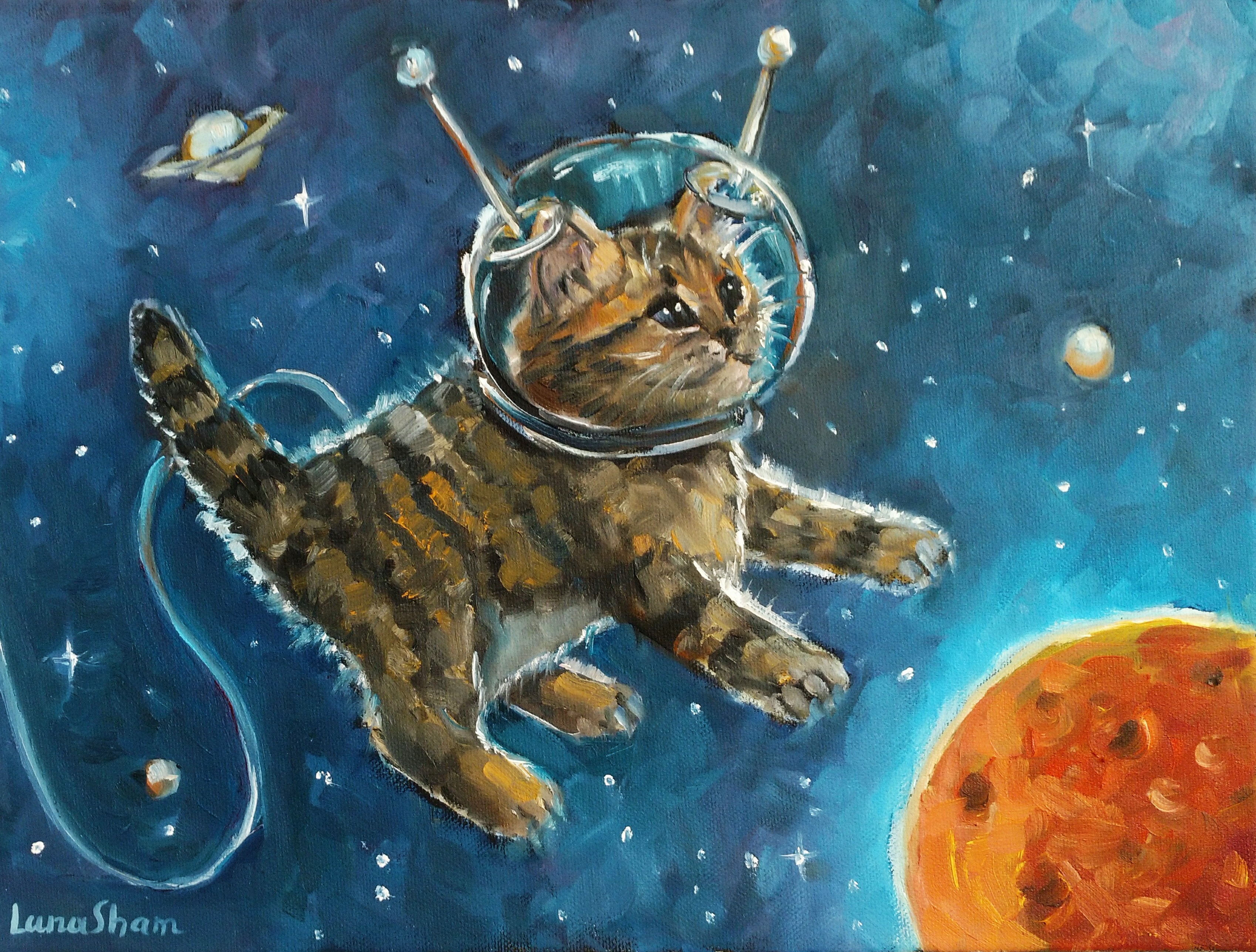 Картина маслом Пушистый астронавт