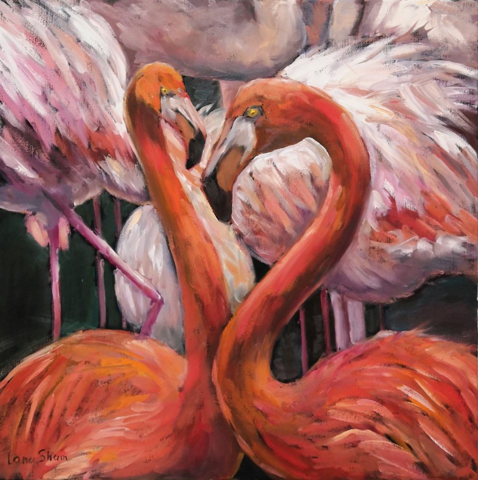 картина маслом Фламинго