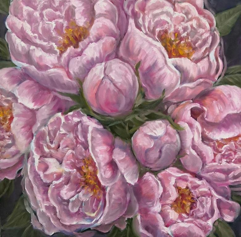 Розовые пионы, 50х20 Розовые пионы, 50х20